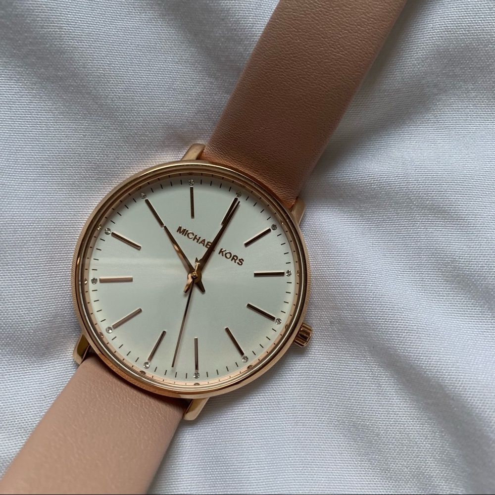 Michael Kors Accessories | Rose Gold Women’s Leather Watch